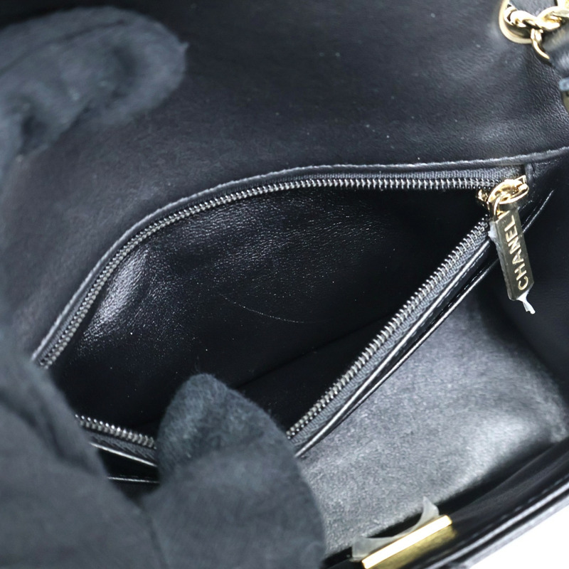 黑色羊皮 Mini Coco 17 鍊帶 肩背包【CHANEL 香奈兒】 A35200-3