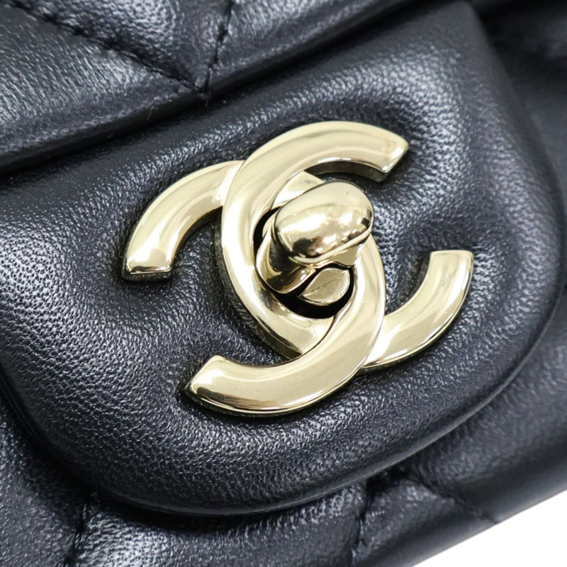 黑色羊皮 Mini Coco 17 鍊帶 肩背包【CHANEL 香奈兒】 A35200-7