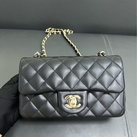 Chanel Classic Flap Mini 黑金羊皮 大Mini