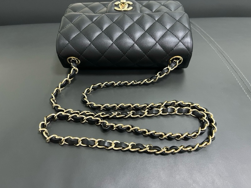 Chanel Classic Flap Mini 黑金羊皮 大Mini-16