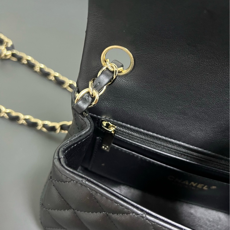 Chanel Classic Flap Mini 黑金羊皮 大Mini-20