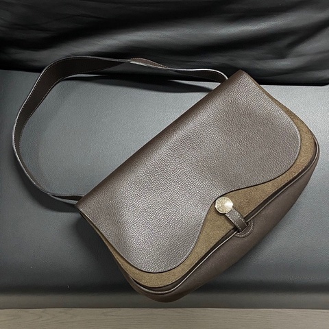 Hermes 爱马仕 絕版 Colorado saddle帆布拼皮馬鞍包 尺寸23*15