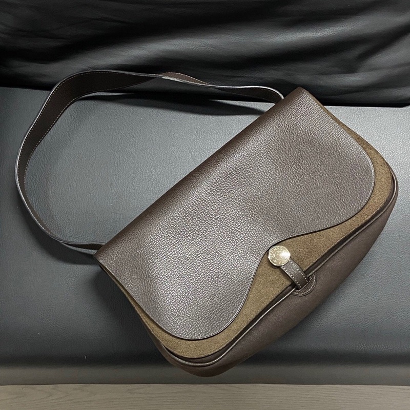 Hermes 爱马仕 絕版 Colorado saddle帆布拼皮馬鞍包 尺寸23*15-0