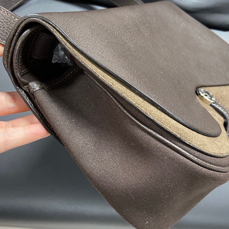 Hermes 爱马仕 絕版 Colorado saddle帆布拼皮馬鞍包 尺寸23*15-3