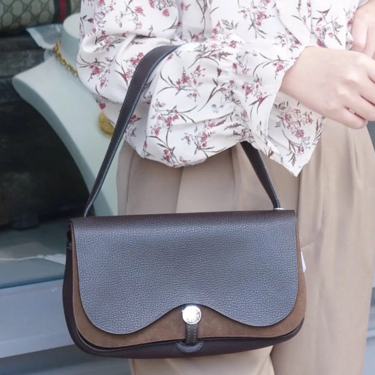 Hermes 爱马仕 絕版 Colorado saddle帆布拼皮馬鞍包 尺寸23*15-9