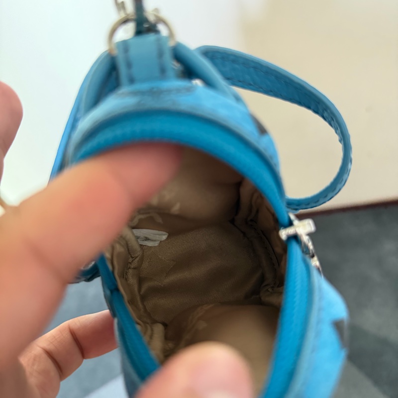 MCM 藍色納帕皮 超迷你後背包造型鑰匙圈-6