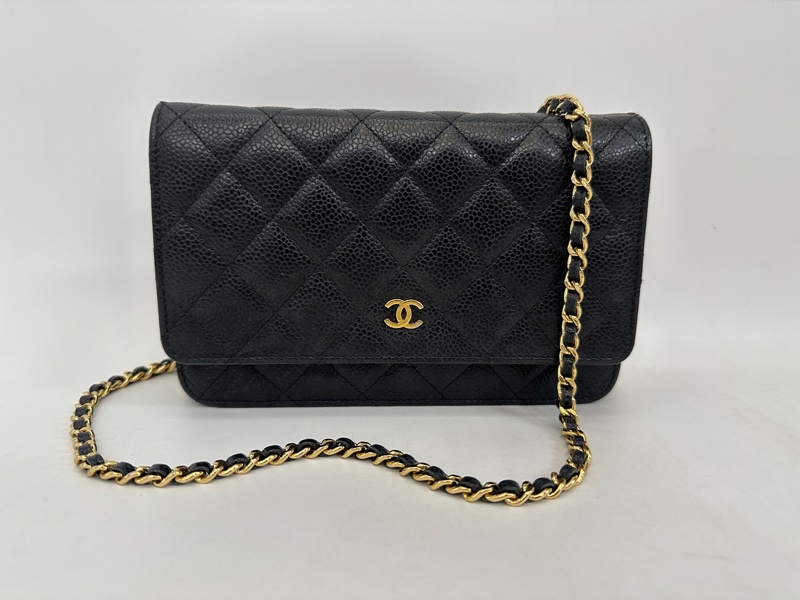 Chanel 黑荔枝牛皮經典款6卡 woc-0