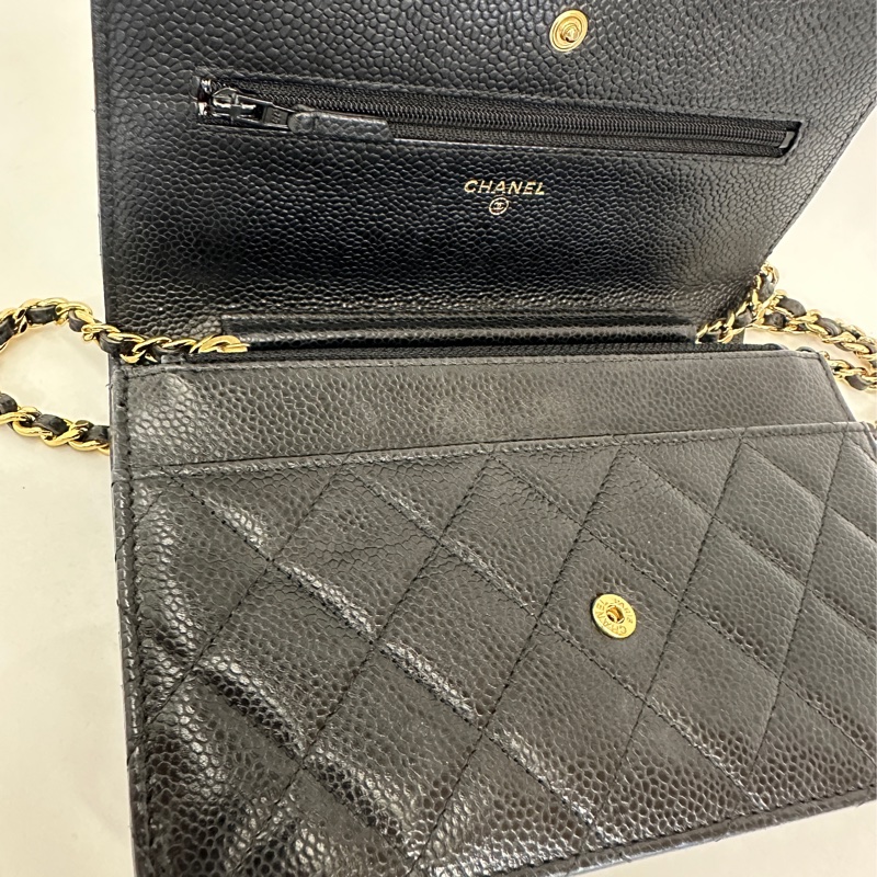 Chanel 黑荔枝牛皮經典款6卡 woc-5