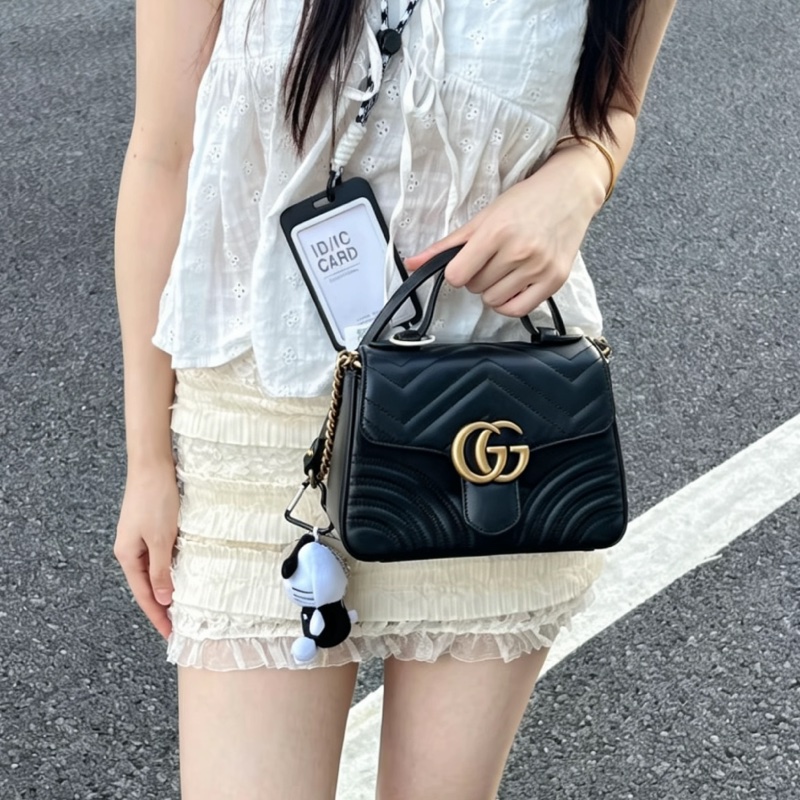 GUCCI古馳黑金雙G郵差包手提斜挎優雅滿分🤖-4