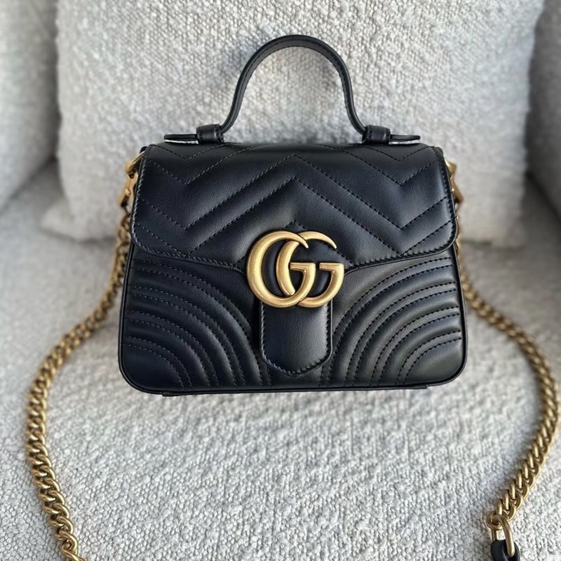 GUCCI古馳黑金雙G郵差包手提斜挎優雅滿分🤖-10