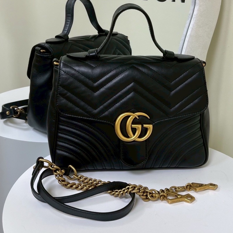 GUCCI古馳黑金雙G郵差包手提斜挎優雅滿分🤖-12