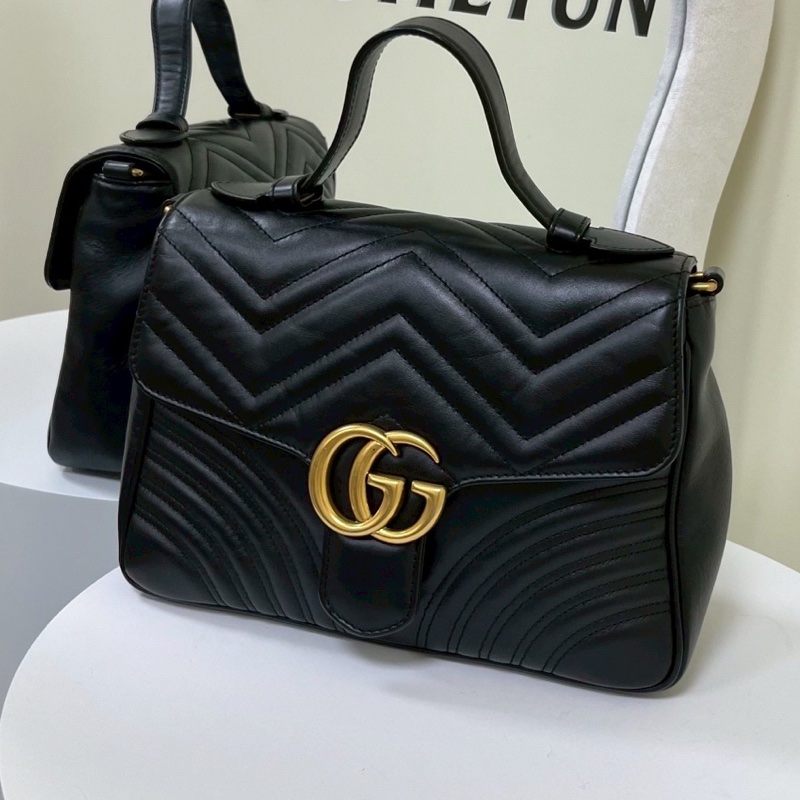 GUCCI古馳黑金雙G郵差包手提斜挎優雅滿分🤖-14