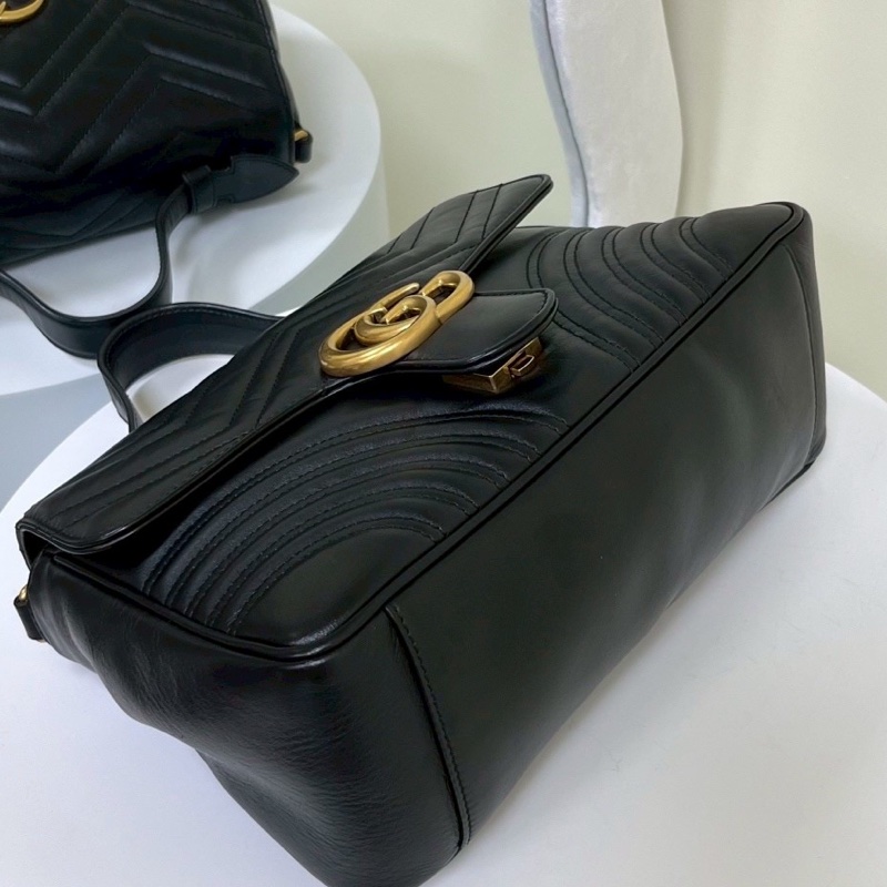 GUCCI古馳黑金雙G郵差包手提斜挎優雅滿分🤖-17