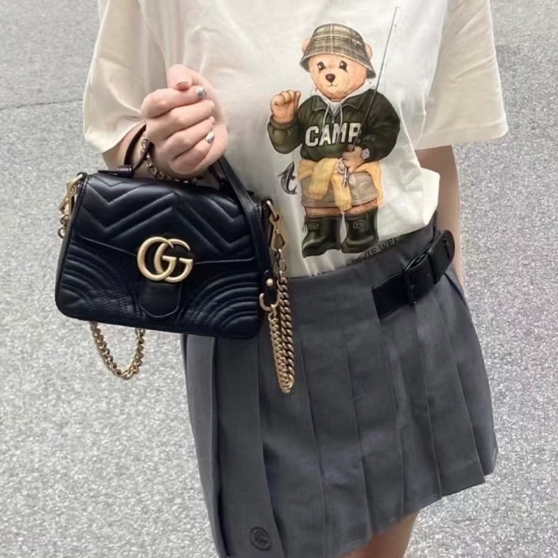 GUCCI古馳黑金雙G郵差包手提斜挎優雅滿分🤖-18