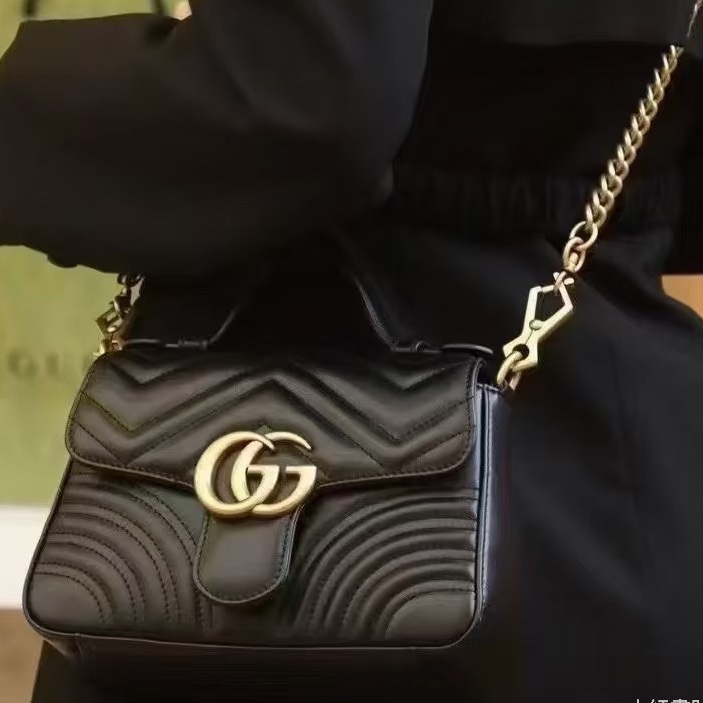 GUCCI古馳黑金雙G郵差包手提斜挎優雅滿分🤖-23