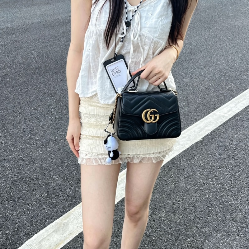 GUCCI古馳黑金雙G郵差包手提斜挎優雅滿分🤖-31