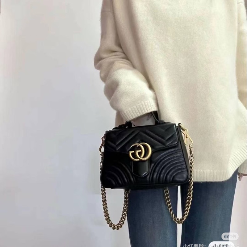 GUCCI古馳黑金雙G郵差包手提斜挎優雅滿分🤖-38