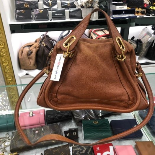 東區正精品㊣Chloe Paraty Medium Leather 中型焦糖色小牛皮肩背包手提包RZ0661-0