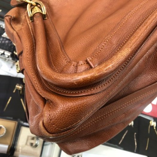 東區正精品㊣Chloe Paraty Medium Leather 中型焦糖色小牛皮肩背包手提包RZ0661-6