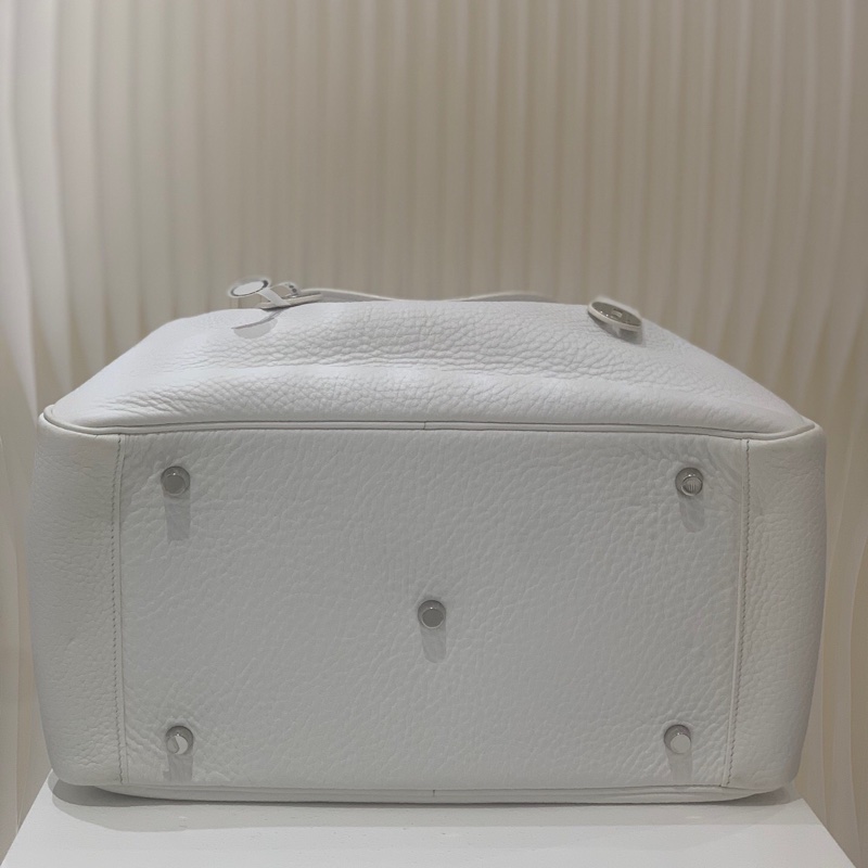 HERMES/愛馬仕 Lindy 34 大號 tc皮 銀扣 手提斜挎包 白色 框o刻 。-5