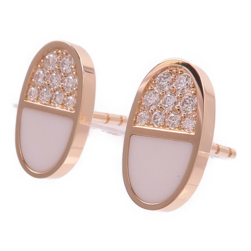 HERMES 18K玫瑰金/陶瓷Chaine Dancre Verso Earrings鑽石耳環-1