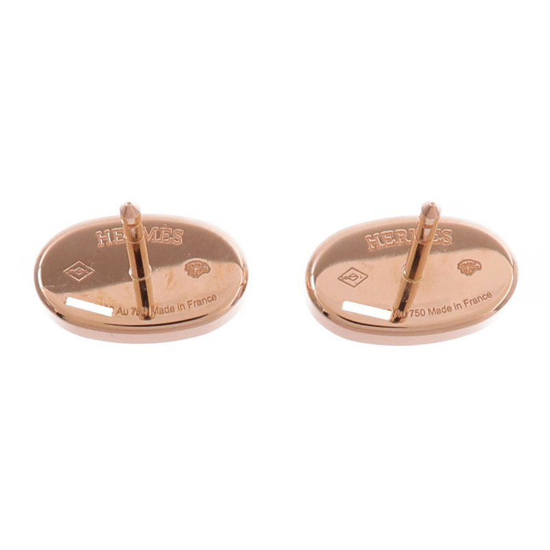 HERMES 18K玫瑰金/陶瓷Chaine Dancre Verso Earrings鑽石耳環-5