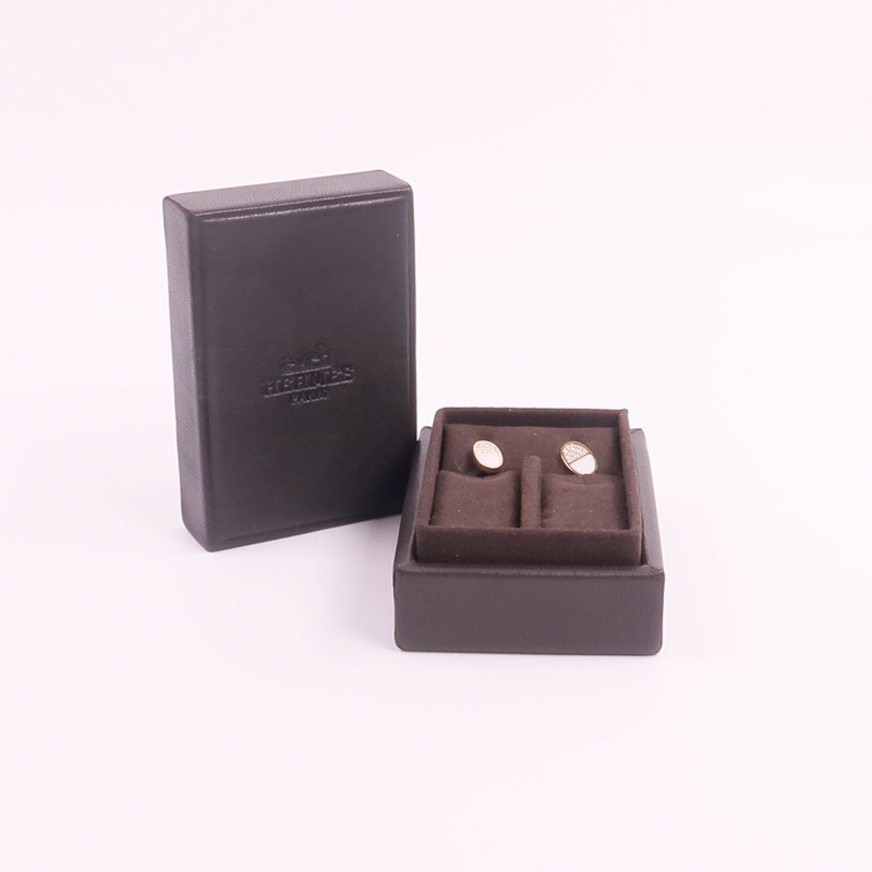 HERMES 18K玫瑰金/陶瓷Chaine Dancre Verso Earrings鑽石耳環-9