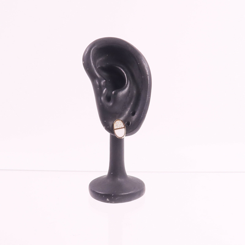 HERMES 18K玫瑰金/陶瓷Chaine Dancre Verso Earrings鑽石耳環-10