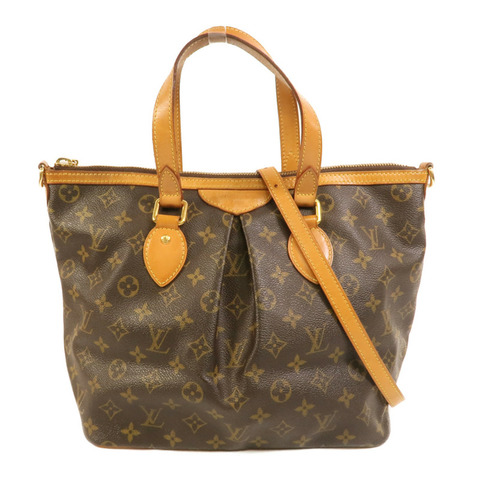 LOUIS VUITTON Monogram Palermo PM金扣手挽肩背兩用袋棕色