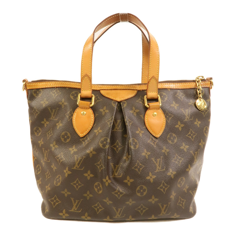 LOUIS VUITTON Monogram Palermo PM金扣手挽肩背兩用袋棕色-1