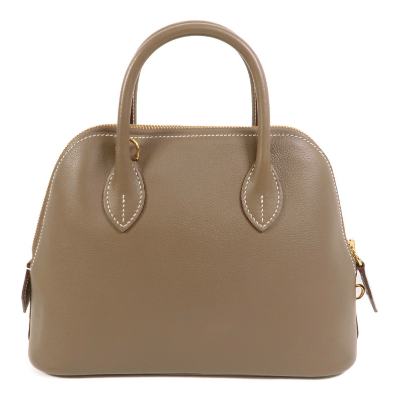 HERMES Evercolor皮革Bolide 25手挽肩背兩用袋Etoupe-1