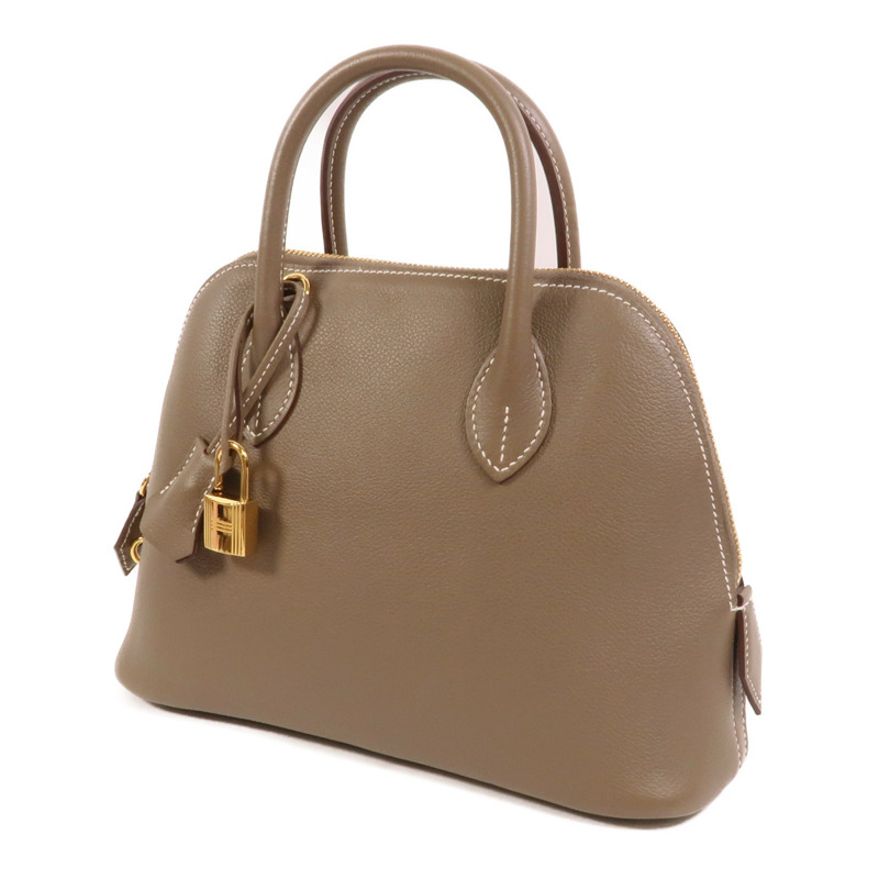 HERMES Evercolor皮革Bolide 25手挽肩背兩用袋Etoupe-2