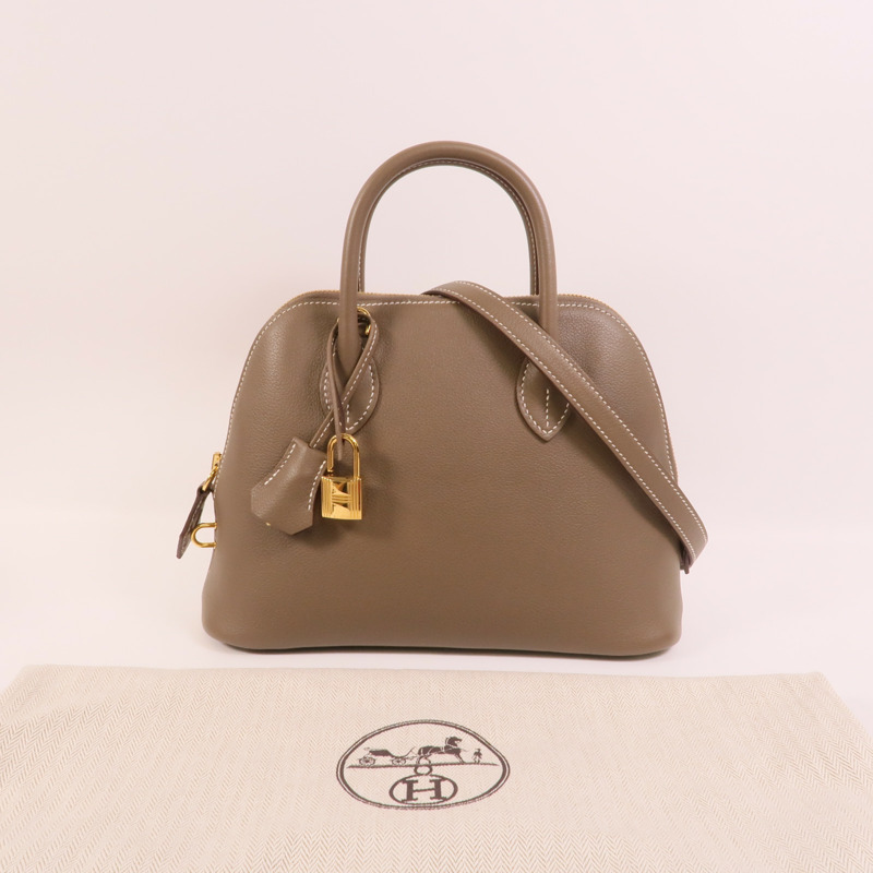 HERMES Evercolor皮革Bolide 25手挽肩背兩用袋Etoupe-11