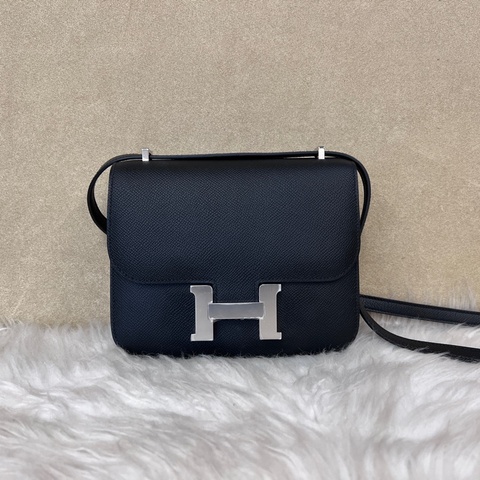 Hermes89黑Epsom銀釦Constance III Mini肩斜背包H083905