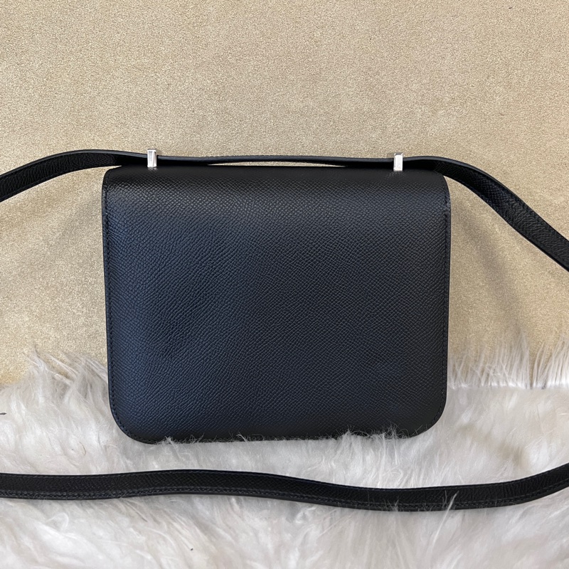 Hermes89黑Epsom銀釦Constance III Mini肩斜背包H083905-1