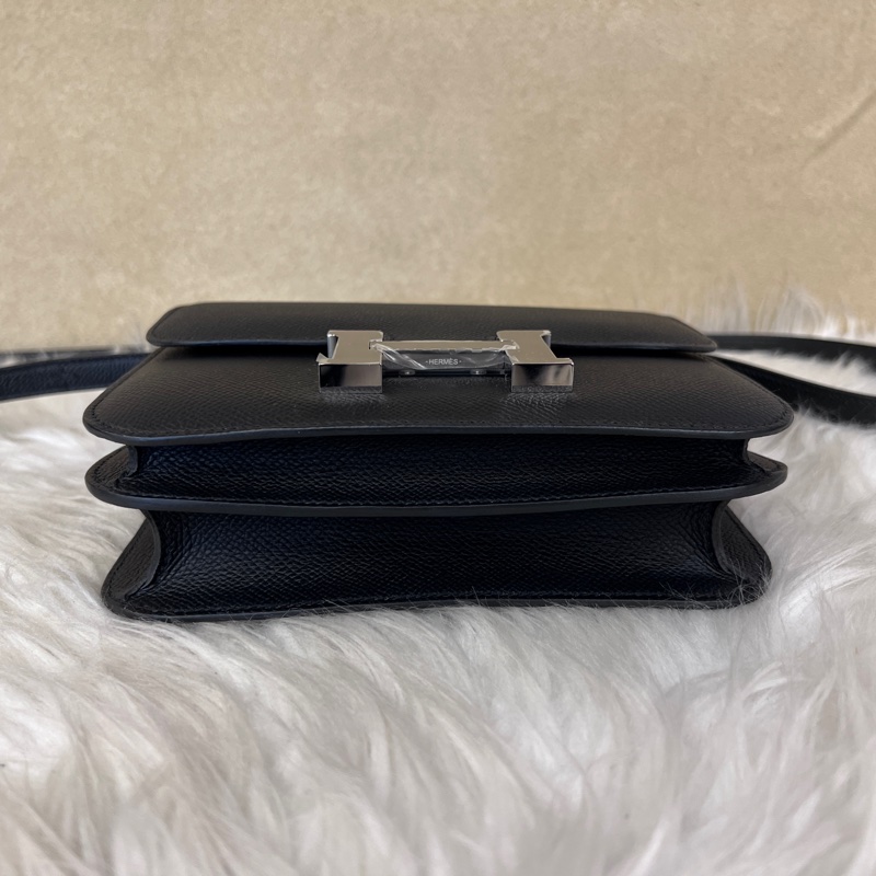 Hermes89黑Epsom銀釦Constance III Mini肩斜背包H083905-2