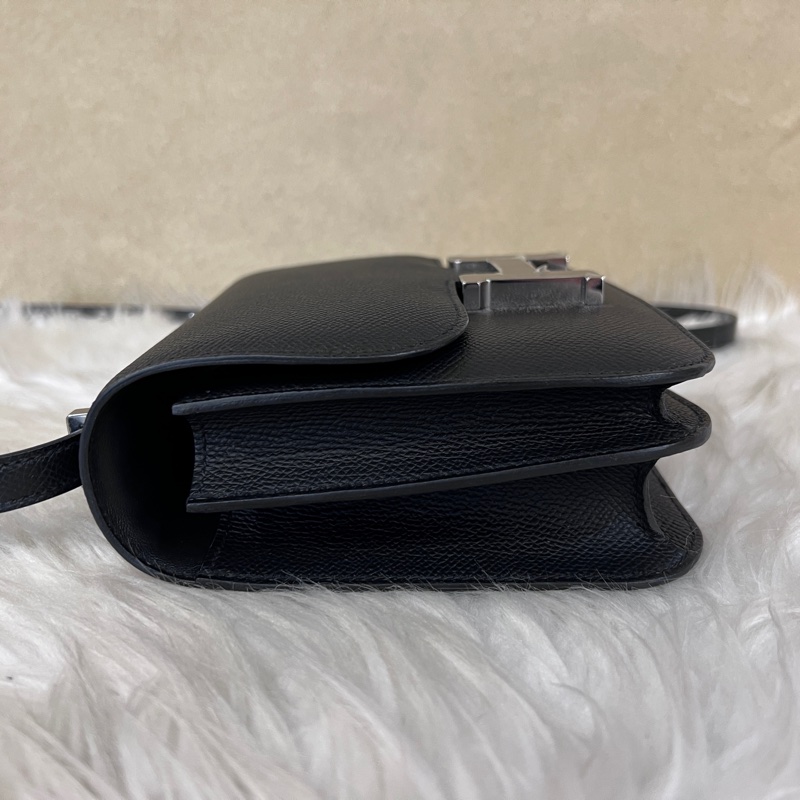 Hermes89黑Epsom銀釦Constance III Mini肩斜背包H083905-3
