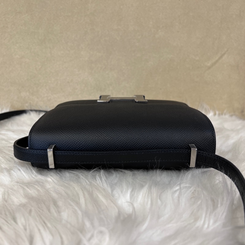 Hermes89黑Epsom銀釦Constance III Mini肩斜背包H083905-4