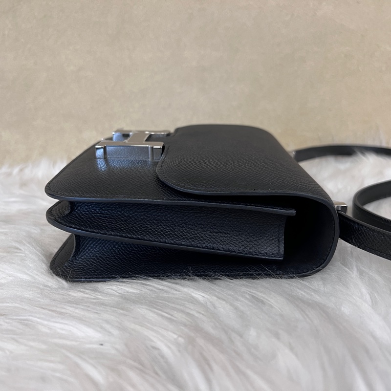 Hermes89黑Epsom銀釦Constance III Mini肩斜背包H083905-5