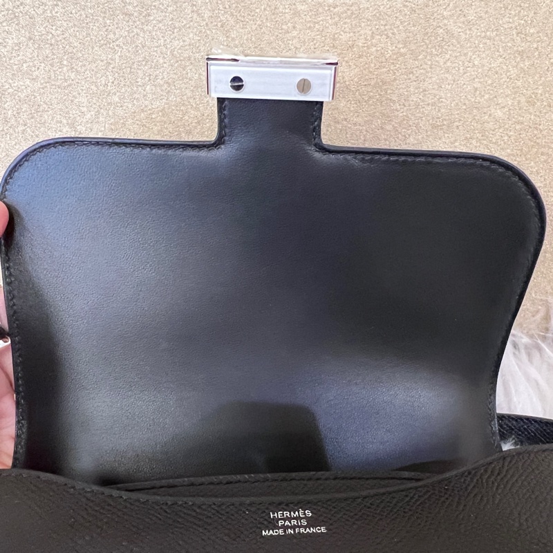 Hermes89黑Epsom銀釦Constance III Mini肩斜背包H083905-11