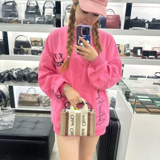 東區正精品㊣CHLOE MINI WOODY 全新迷你米白色帆布拼焦糖色皮革斜背包肩背包手提包 RA1745-4