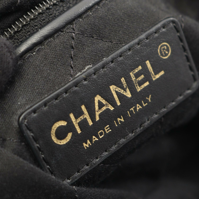 香奈兒 Chanel 22 大號鏈條雙肩包 AS3313 黑皮革 GHW 二手 CC-3