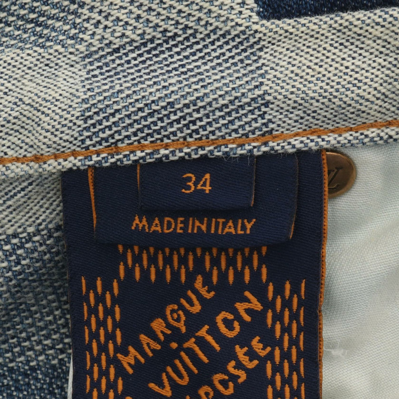 路易威登 Damier Skate 牛仔褲 #34 RM241 GCO HQD87W 棉藍色 二手 LV-4