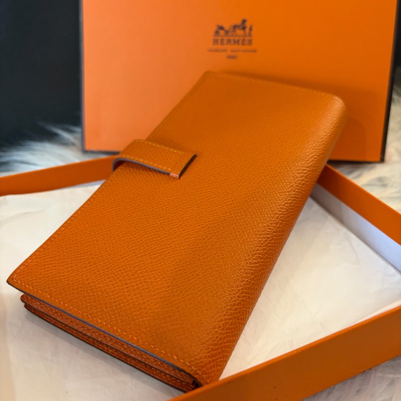 HERMES EPSOM H長夾 橘色 方框O-1