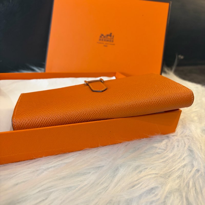 HERMES EPSOM H長夾 橘色 方框O-2