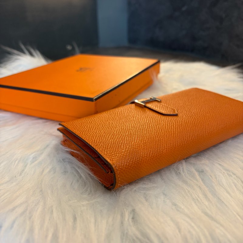HERMES EPSOM H長夾 橘色 方框O-3