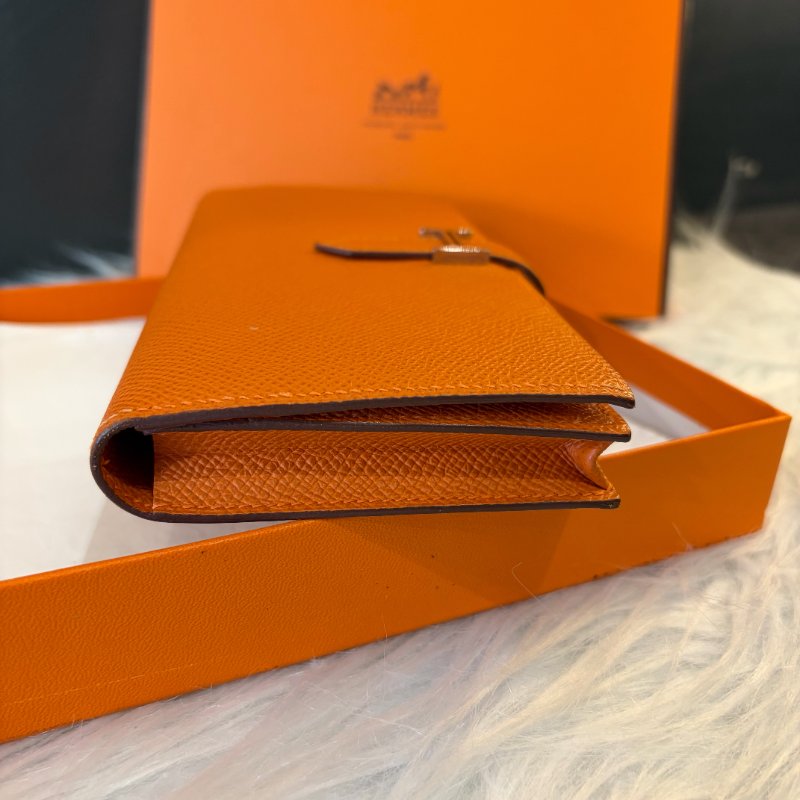 HERMES EPSOM H長夾 橘色 方框O-4
