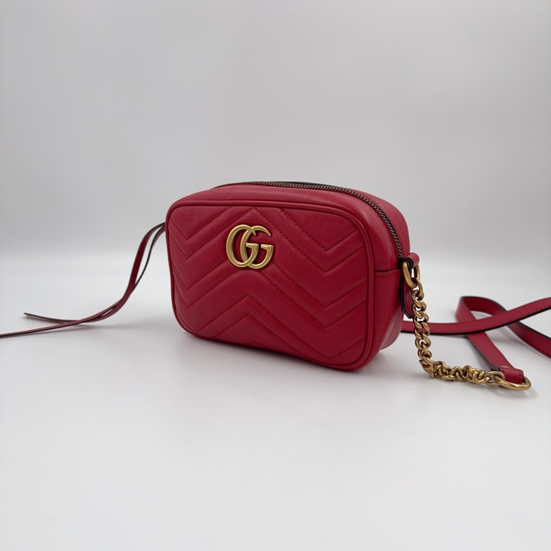 Gucci紅色mamont拉鍊相機包-2