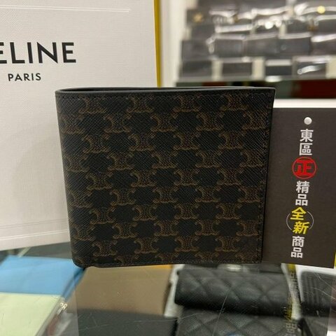 東區正精品㊣CELINE TRIOMPHE 10B652BQB 全新老花凱旋門8卡短夾皮夾 RZ5096