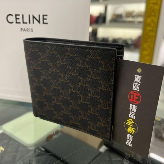 東區正精品㊣CELINE TRIOMPHE 10B652BQB 全新老花凱旋門8卡短夾皮夾 RZ5096-1